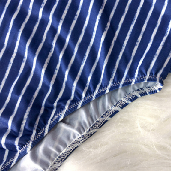 Blue-White Stripe One Piece Swimsuit