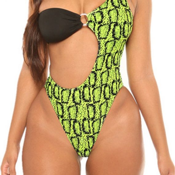 Two Piece Snake Skin Print Swimsuit