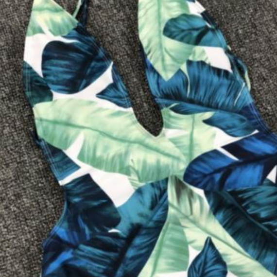 Brown Leaves High Waist Halter-neck two-piece bikini