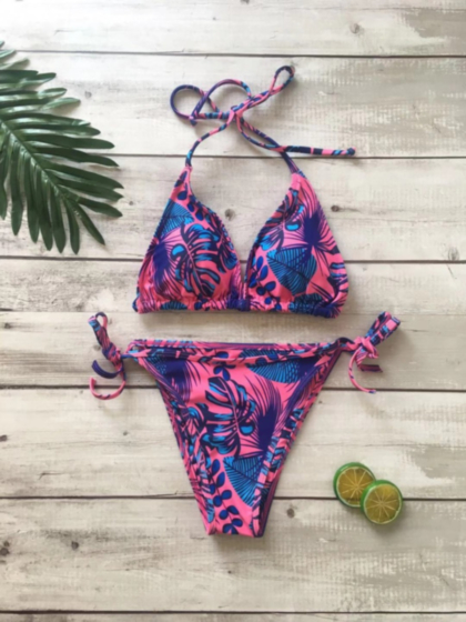 Two Piece Snake Skin Print Swimsuit